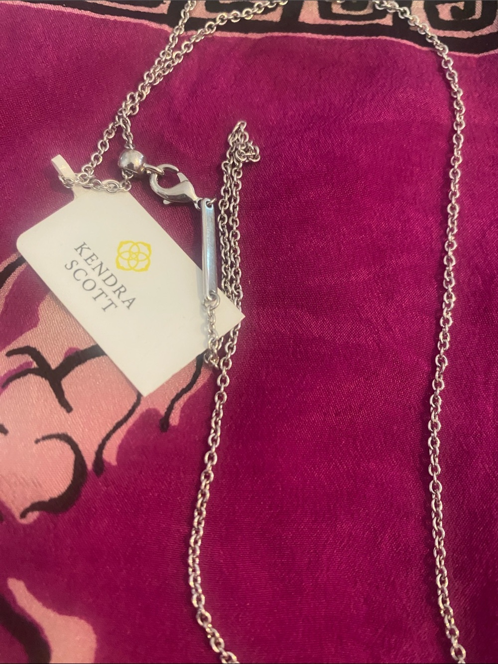 Kendra Scott Silver Fish Pendant Necklace with Iridescent Pink-Blue Inlay - Picture 2 of 4
